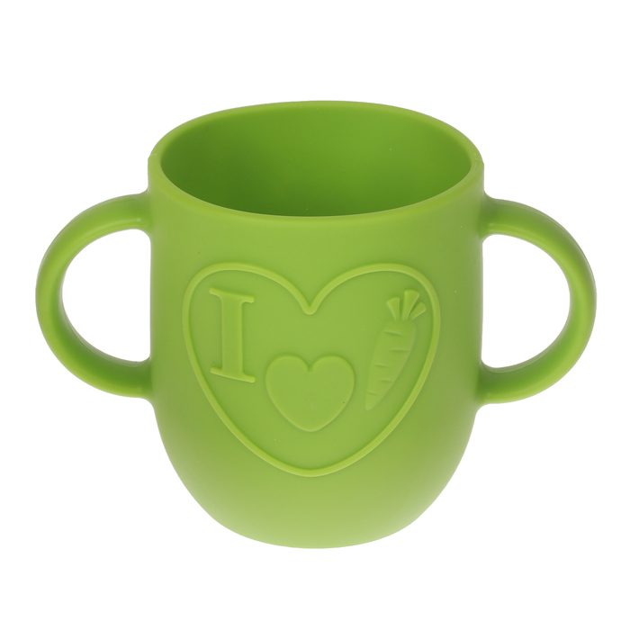 Кружка детская 320 мл, силиконовая с двумя ручками, цвет зелёный