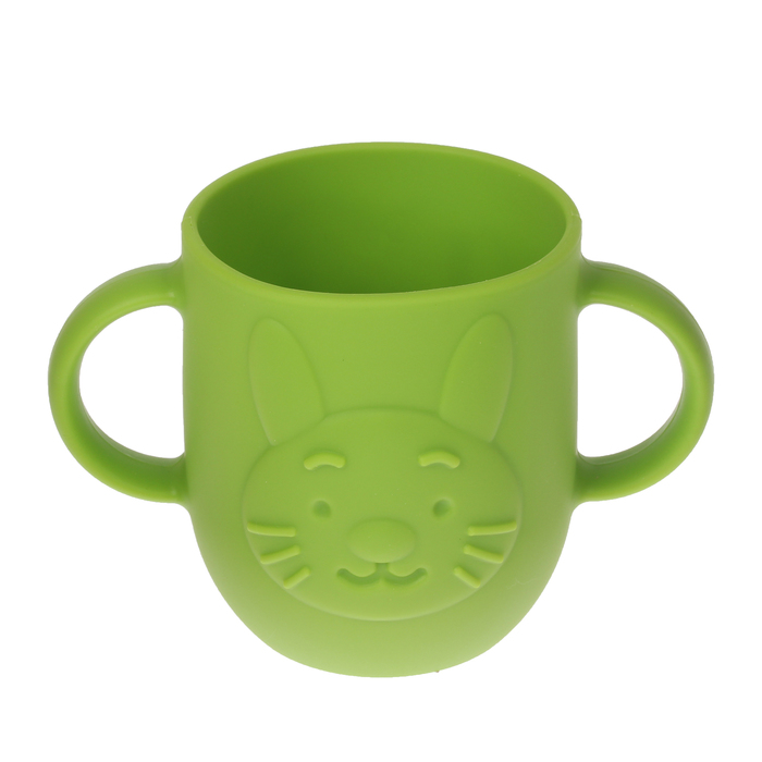 Кружка детская 320 мл, силиконовая с двумя ручками, цвет зелёный