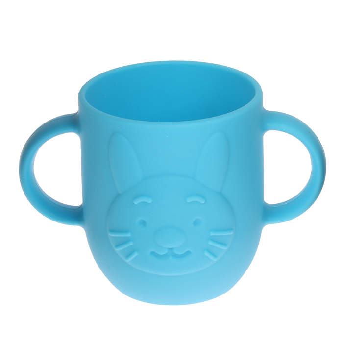 Кружка детская 320 мл, силиконовая с двумя ручками, цвет голубой