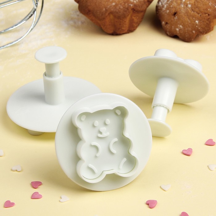 Набор плунжеров кондитерских "Мишутки", 3 шт: 7/6/5,5х4 см