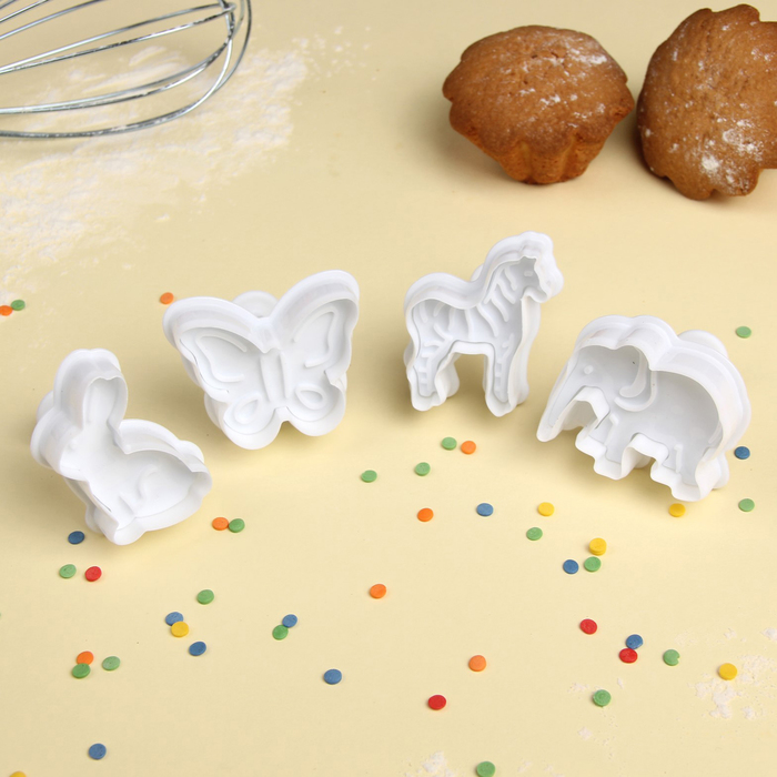 Набор плунжеров кондитерских 6х5 см "Фауна", 4 шт, цвета МИКС