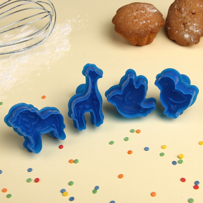 Набор плунжеров кондитерских 6х5 см "Фауна", 4 шт, цвета МИКС