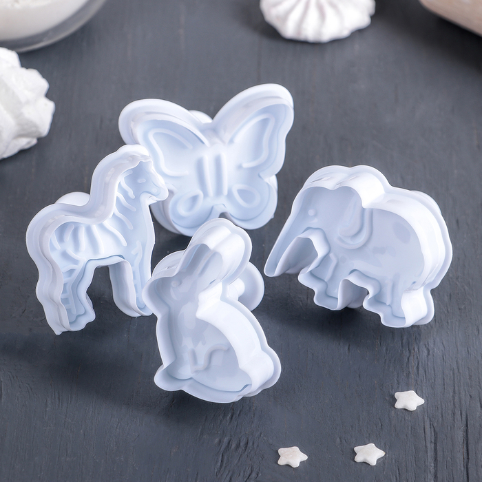 Набор плунжеров кондитерских 5х5 см "Зверинец", 4 шт, цвета МИКС