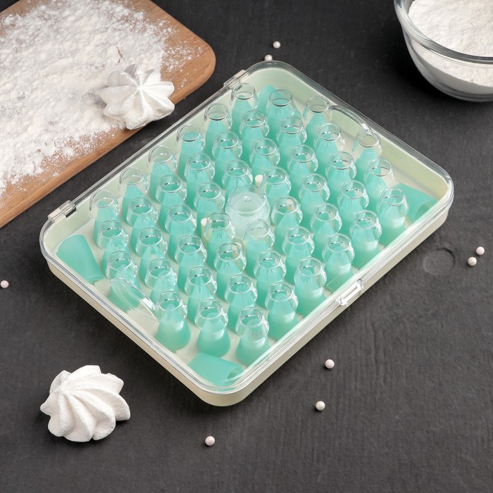 Набор кондитерских насадок в кейсе, 52 шт, d=2 см, с адаптером