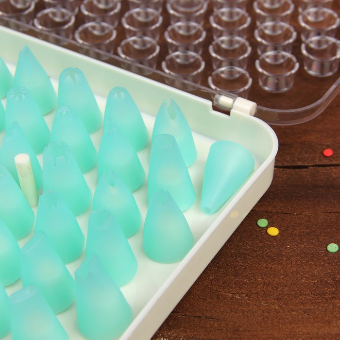 Набор кондитерских насадок в кейсе, 52 шт, d=2 см, с адаптером