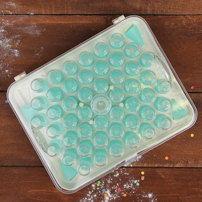 Набор кондитерских насадок в кейсе, 52 шт, d=2 см, с адаптером