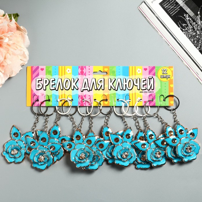 Брелок пластик под металл "Пышная роза" 7х6,5 см