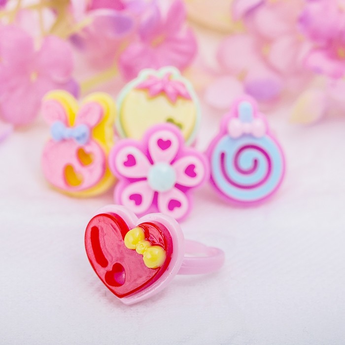 Кольцо детское "Выбражулька" в мелкие сердечки, цвет МИКС, форма МИКС