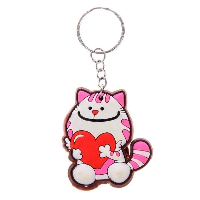 Брелок резина "Котик с сердцем" 5,2х4,5 см