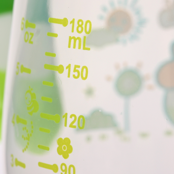 Бутылочка для кормления с ручками, 180 мл, от 3 мес., цвет зелёный