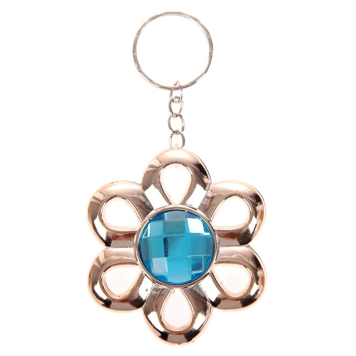 Брелок пластик под металл "Цветок со стразой" МИКС 5,5х5,5 см