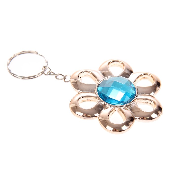 Брелок пластик под металл "Цветок со стразой" МИКС 5,5х5,5 см