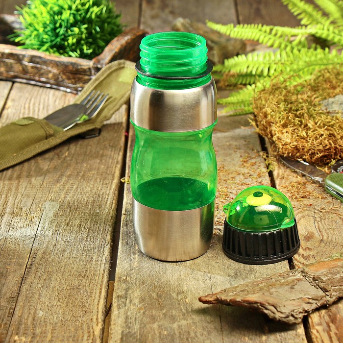 Бутылка для воды 500 мл, с соской, две большие вставки металл, микс, 7х20 см