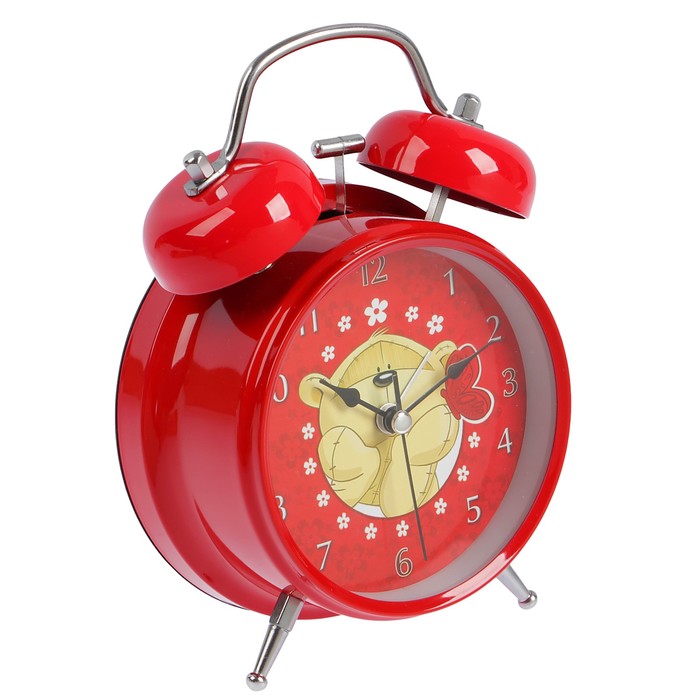 Будильник d=11см, серия "I Love you", красный, подсветка, 11*17 см