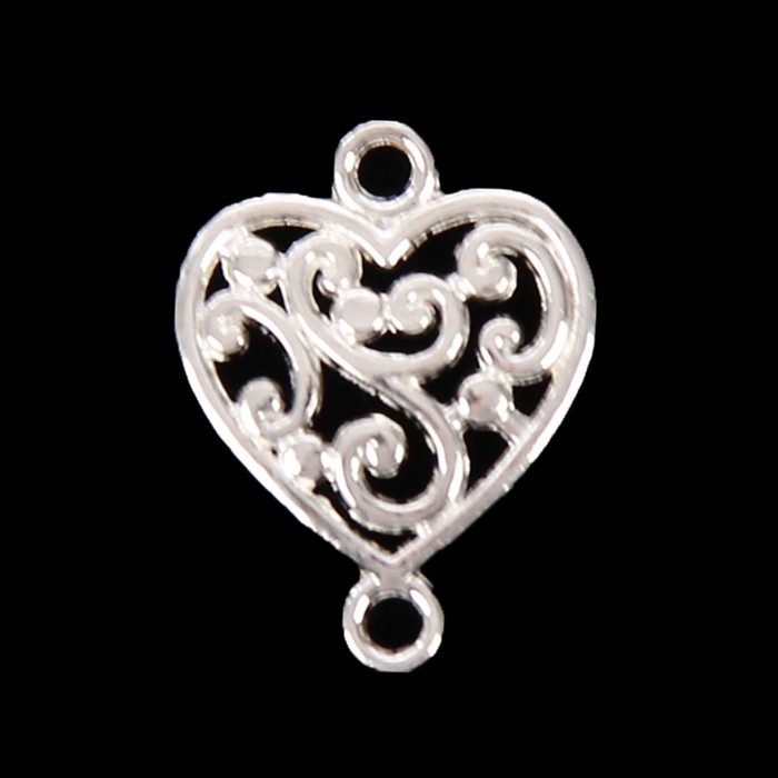 Декор металл для творчества "Сердце с узорами" (A60034) серебро 1,7х1,2 см