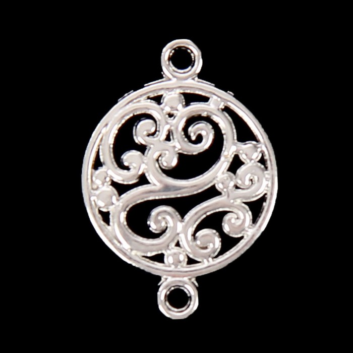 Декор металл для творчества "Узоры в круге" (A41301) серебро 1,7х1,2 см