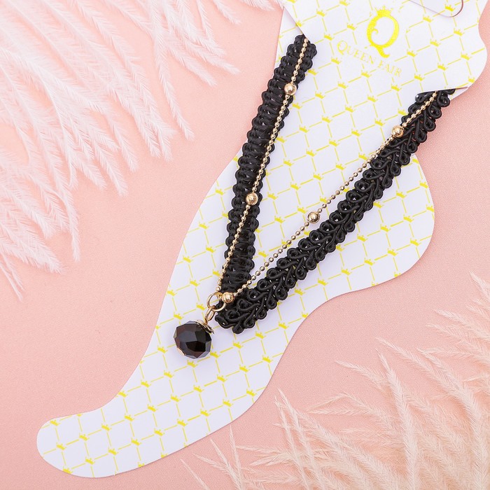 Браслет на ногу "Затмение", цвет чёрный в золоте