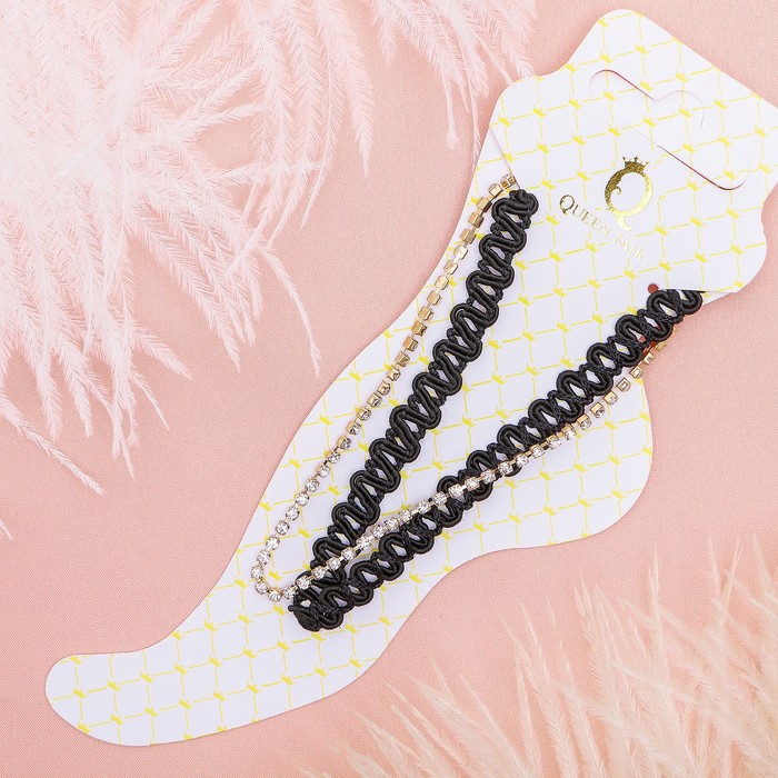 Браслет на ногу "Зигзаг", цвет чёрный в золоте