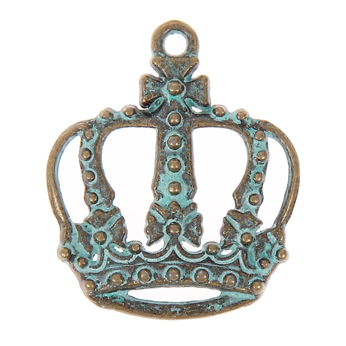 Декор металл для творчества "Корона" (F1457) зелёная патина 2,6х3 см