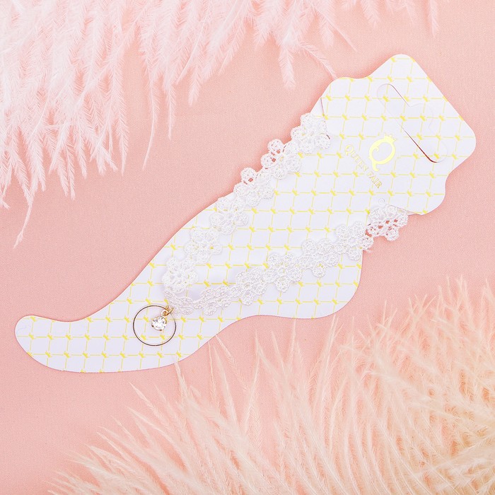 Браслет на ногу "Кружево", цвет белый в золоте