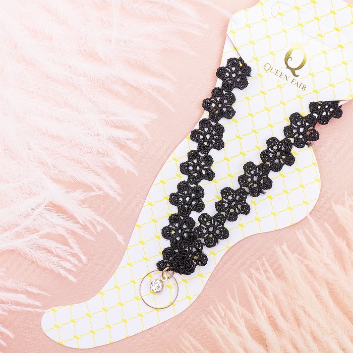 Браслет на ногу "Кружево", цвет чёрный в золоте