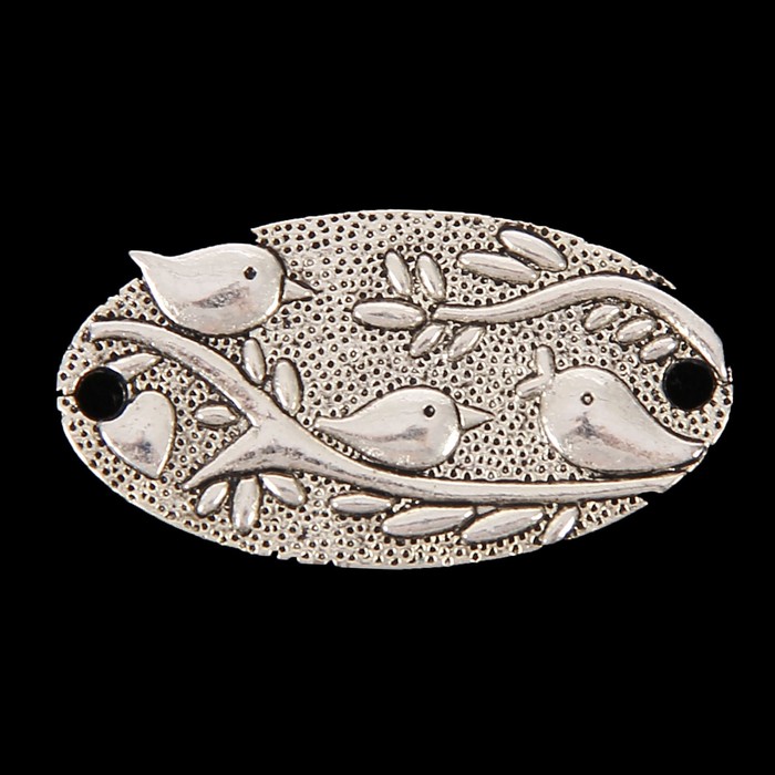 Декор металл для творчества "Птички на ветке в овале" (A13092) 1,8х3,5 см