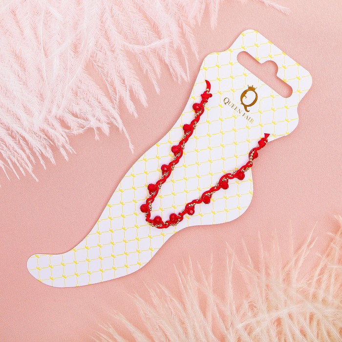 Браслет на ногу "Закат" плетение, цвет красно-золотой в золоте