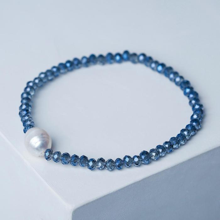 Браслет жемчуг "Жемчужная долина", цвет бело-серый