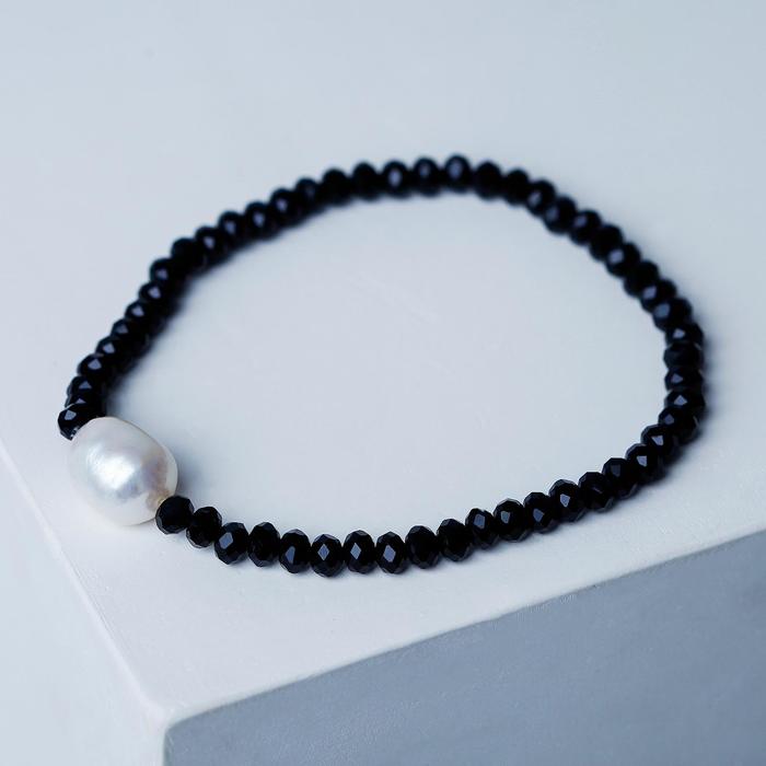 Браслет жемчуг "Жемчужная долина", цвет бело-чёрный