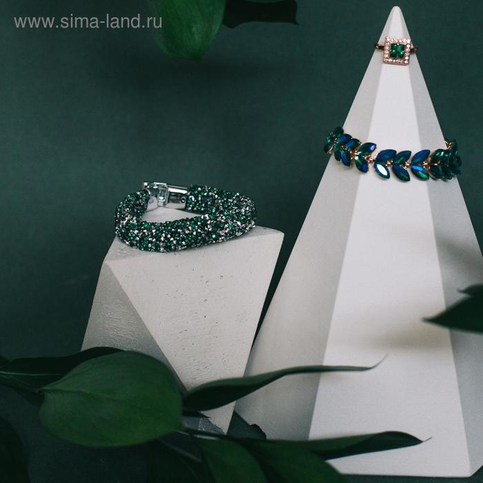 

Браслет со стразами "Шанталь", цвет бело-зелёный в серебре, 20см
