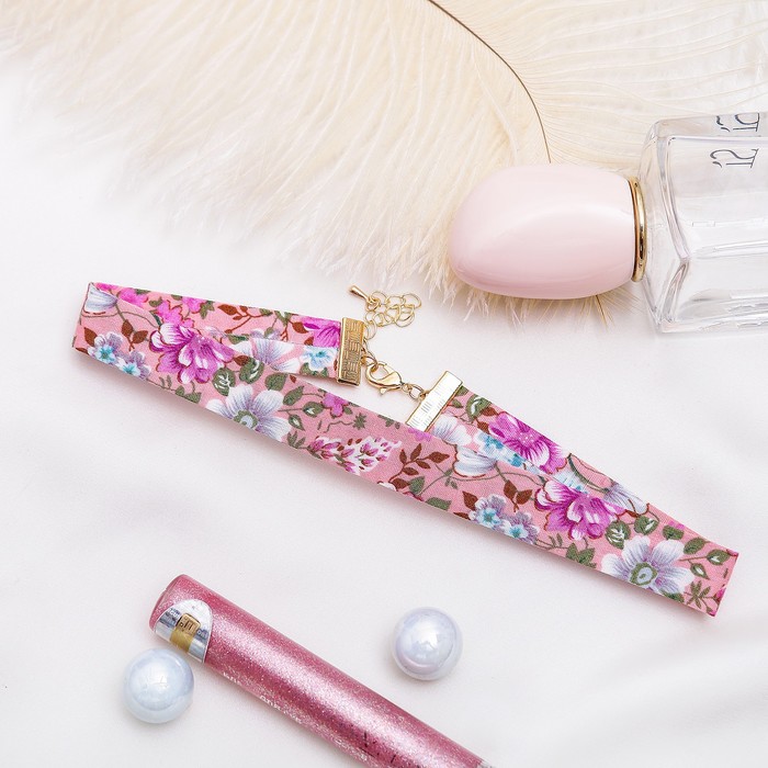 Чокер "Цветы" дорожка, цветной в золоте