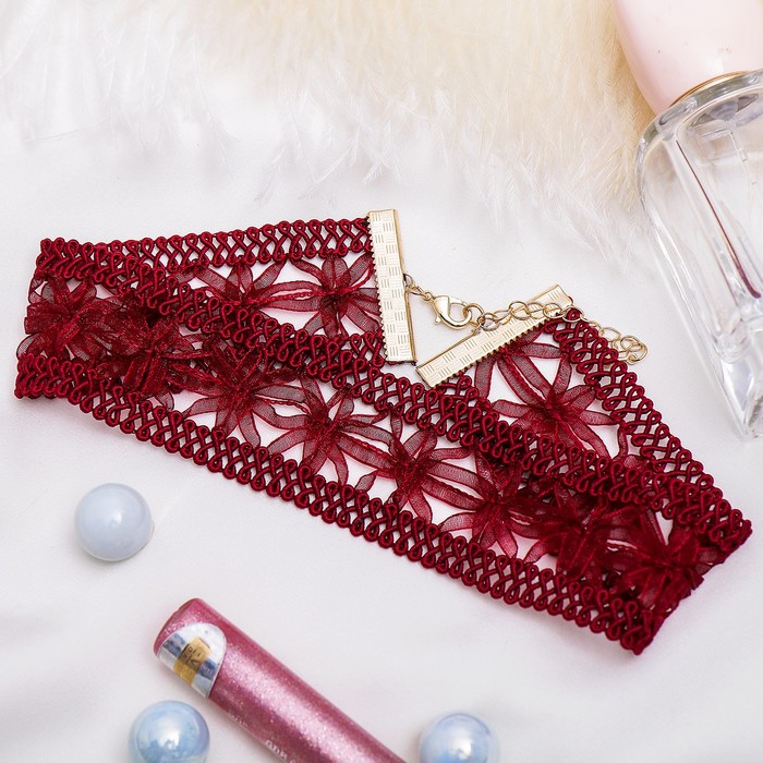 Чокер "Ажур", цвет бордовый в золоте