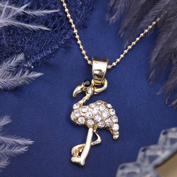 Кулон "Фламинго", цвет белый в золоте, 40см