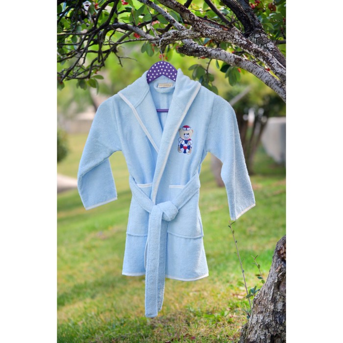 Халат детский с вышивкой, 3-5 лет, цвет голубой 2944
