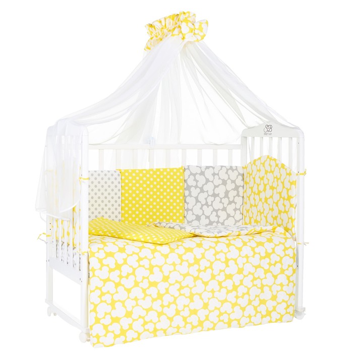 Комплект в кроватку Fiocco Giallo, 7 предметов, цвет жёлтый/серый