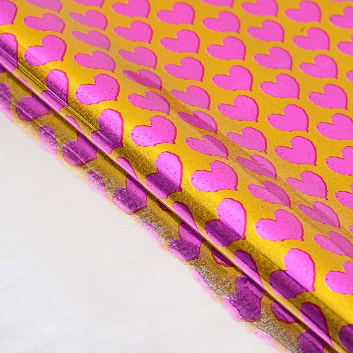 Пленка голография "Розовые сердца", 70 х 100 см