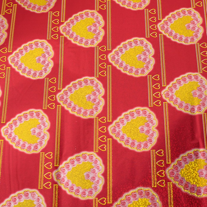 Пленка голография "Сердца из роз", красный, 70 х 100 см