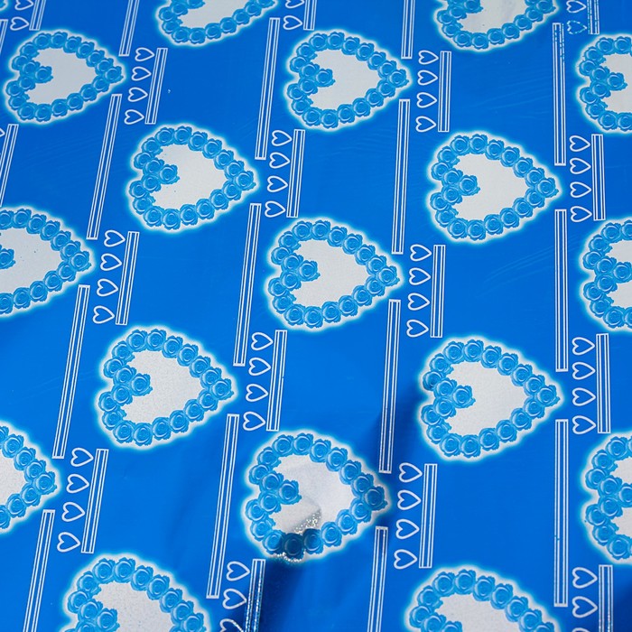 Пленка голография "Сердце из роз", синий, 70 х 100 см