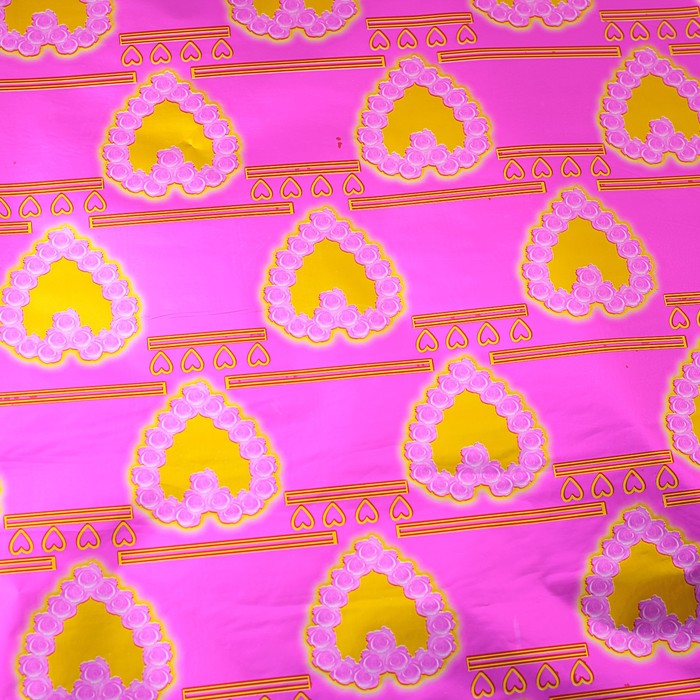 Пленка голография "Сердца из роз", розовый, 70 х 100 см