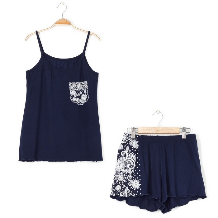 Пижама женская П-620 цвет синий, р-р 44 вискоза