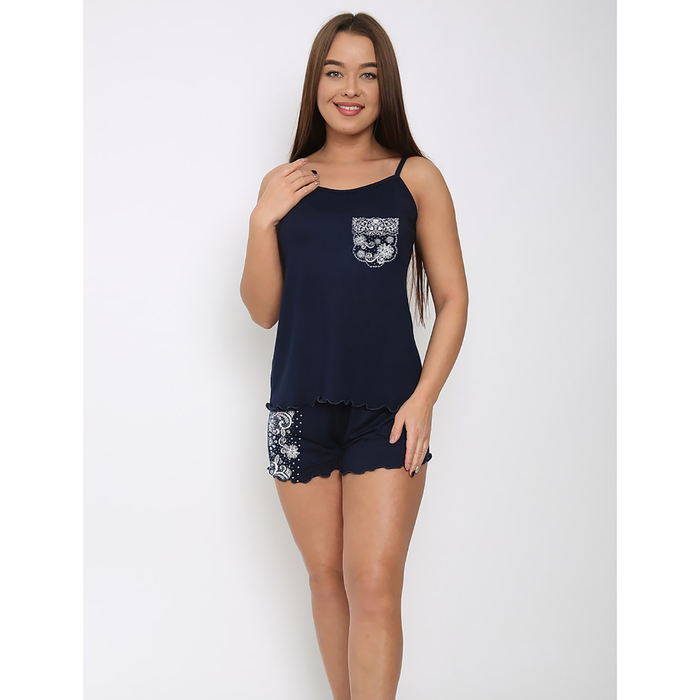 Пижама женская П-620 цвет синий, р-р 52   вискоза