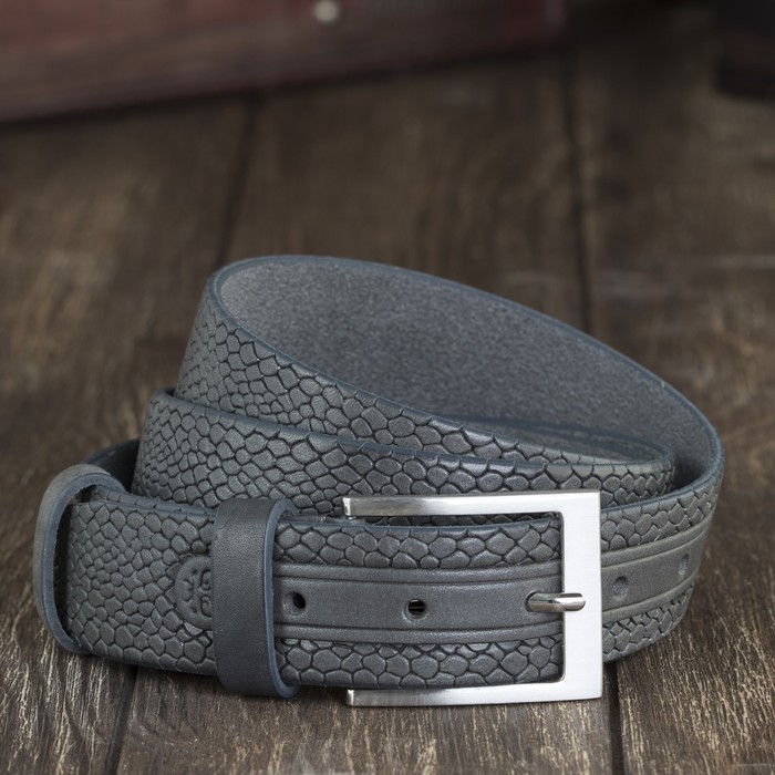 Ремень мужской, рептилия, пряжка под металл, цвет бежевый