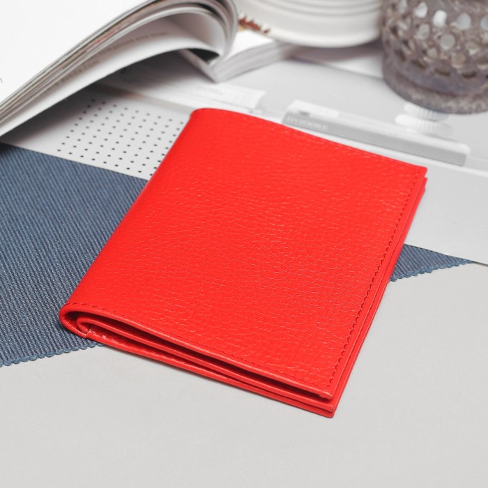 Обложка для автодокументов и паспорта, с хлястиком, флотер, цвет красный