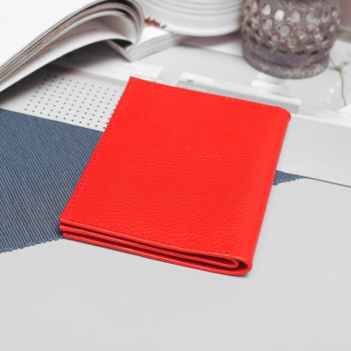 Обложка для автодокументов и паспорта, с хлястиком, флотер, цвет красный