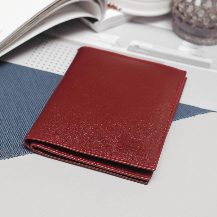 Обложка для автодокументов и паспорта, 5 карманов для карт, орфей, цвет винный