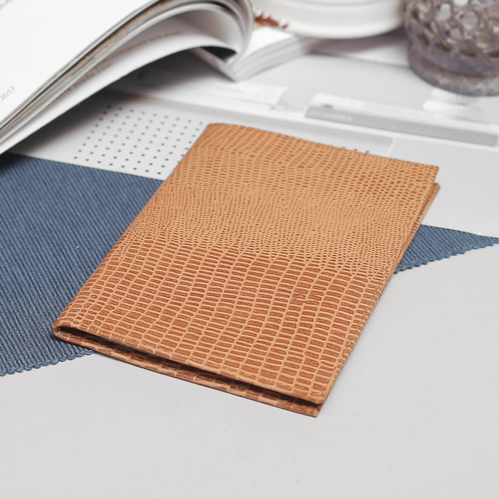 Обложка для автодокументов, ящерица, цвет бежевый