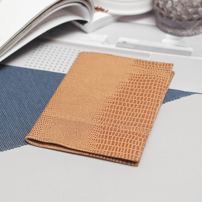 Обложка для автодокументов, 5 карманов для карт, ящерица, цвет бежевый