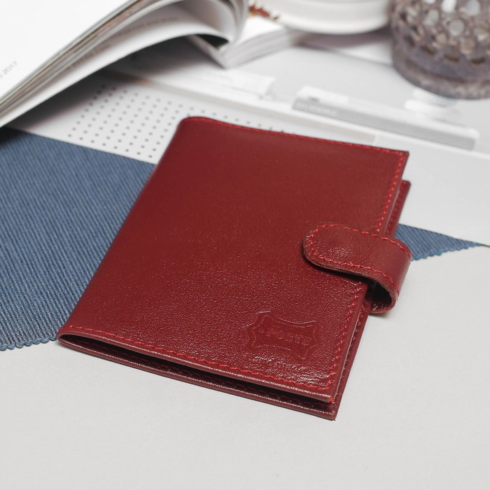 Обложка для автодокументов, 5 карманов для карт, с хлястиком, орфей, цвет винный