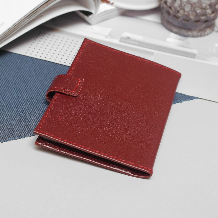 Обложка для автодокументов, 5 карманов для карт, с хлястиком, орфей, цвет винный