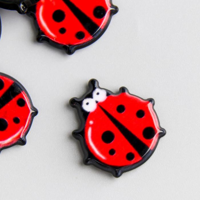 Декор для творчества пластик "Божья коровка" набор 10 шт 1,5х1,6 см